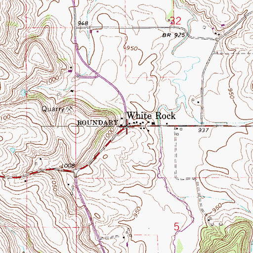 Topographic Map of Whiterock Post Office (historical), MN