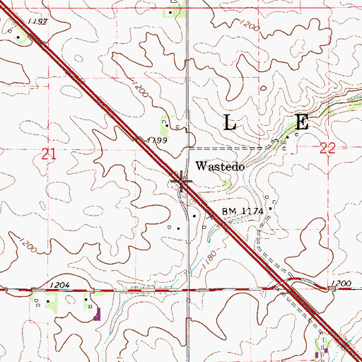 Topographic Map of Wastedo Post Office (historical), MN