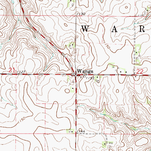 Topographic Map of Wangs Post Office (historical), MN