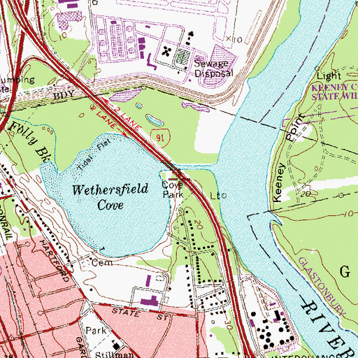 Topographic Map of Cove Park, CT