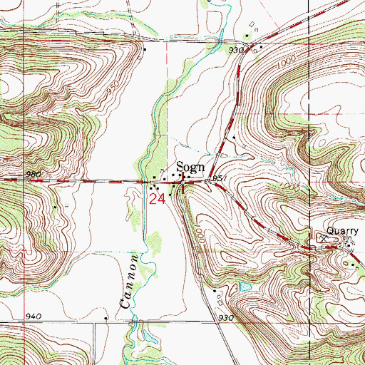 Topographic Map of Sogn Post Office (historical), MN