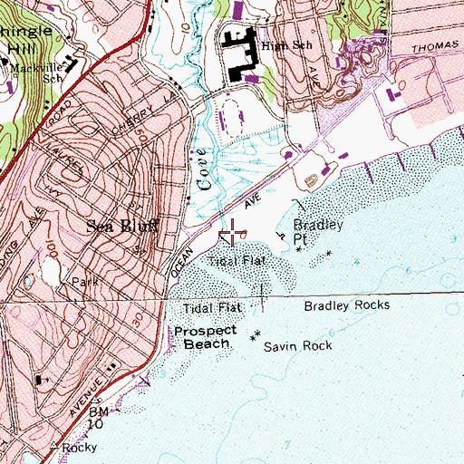 Topographic Map of Cove River, CT