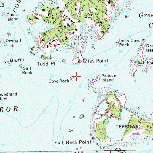 Topographic Map of Cove Rock, CT