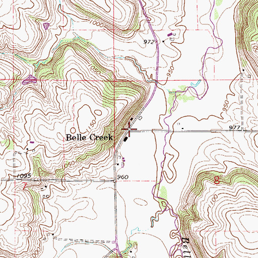 Topographic Map of Belle Creek Post Office (historical), MN