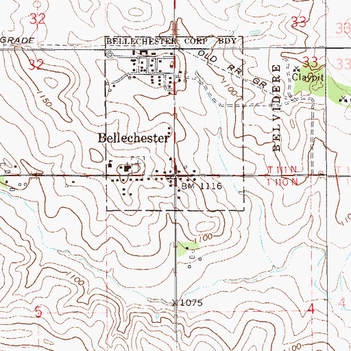 Topographic Map of Bellechester Post Office (historical), MN