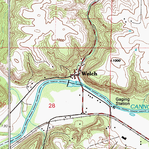 Topographic Map of Welch Post Office, MN