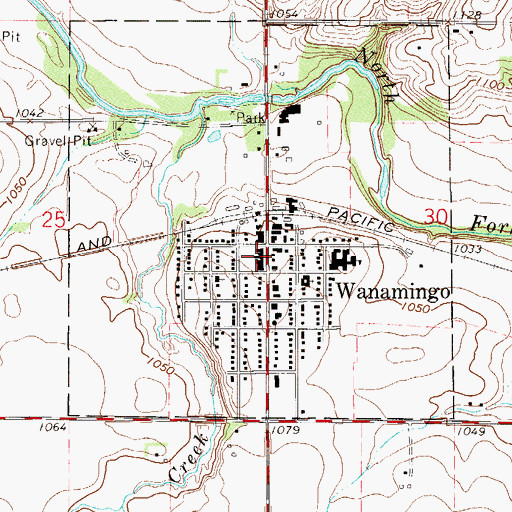 Topographic Map of Wanamingo Post Office, MN