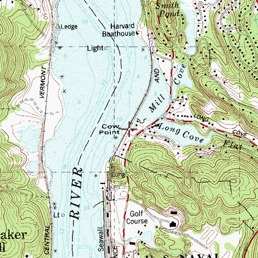 Topographic Map of Cow Point, CT