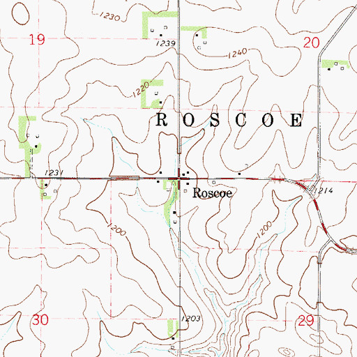 Topographic Map of Roscoe Post Office, MN