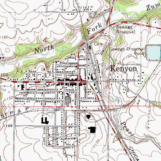 Topographic Map of Kenyon Fire Department, MN