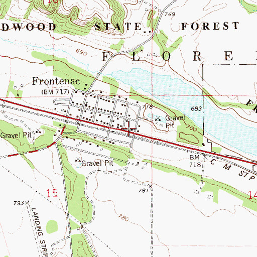 Topographic Map of Frontenac Post Office, MN