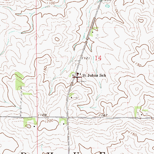 Topographic Map of Saint John's Lutheran Church, MN