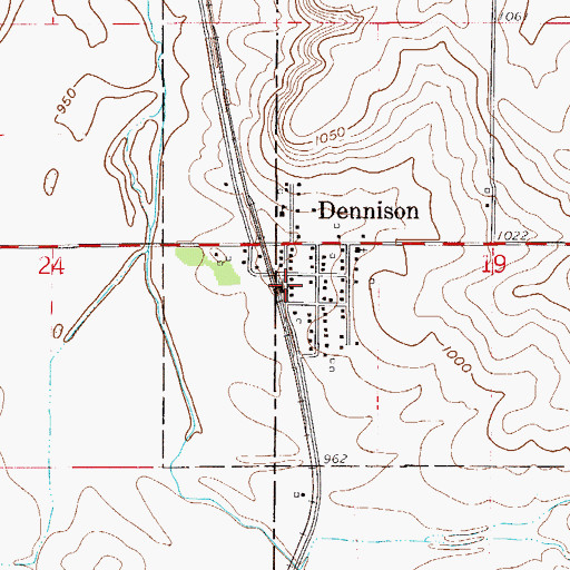 Topographic Map of Dennison Post Office, MN