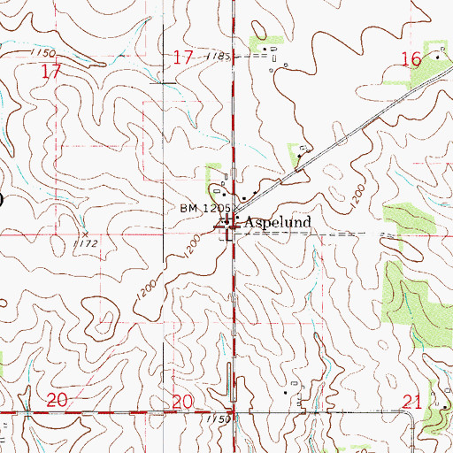 Topographic Map of Aspelund Norwegian Lutheran Cemetery, MN