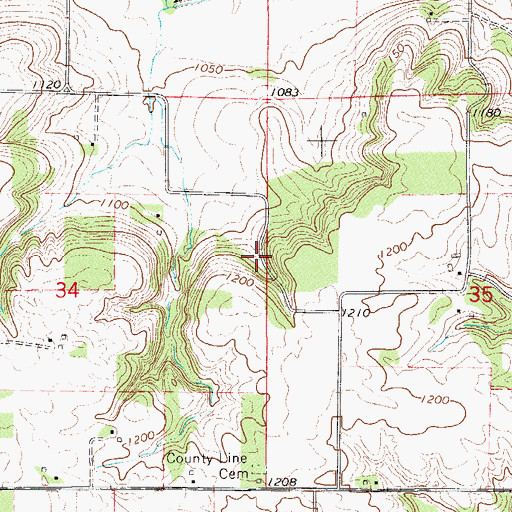 Topographic Map of Free Mission Cemetery, MN