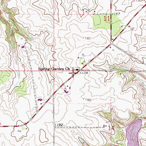 Topographic Map of Spring Garden Cemetery, MN