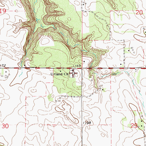 Topographic Map of Urland Cemetery, MN