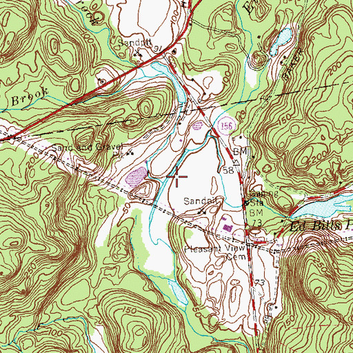 Topographic Map of Cranberry Meadow Brook, CT