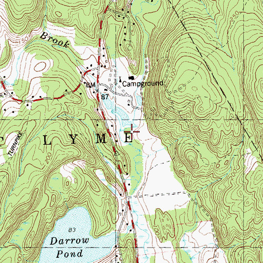 Topographic Map of Cranberry Meadow Brook, CT