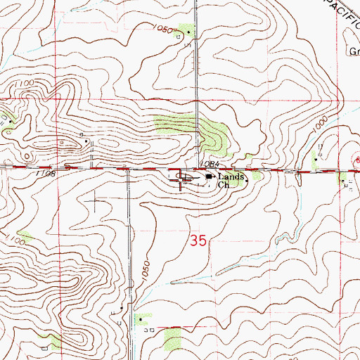 Topographic Map of Land Norwegian Lutheran Cemetery, MN