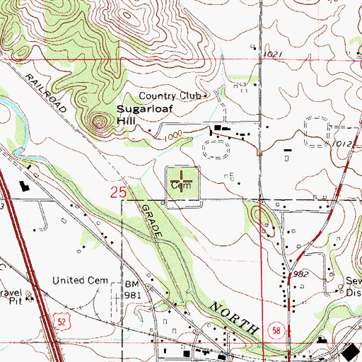 Topographic Map of Zumbrota Cemetery, MN