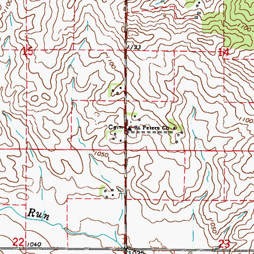 Topographic Map of Saint Peter's German Lutheran Cemetery, MN