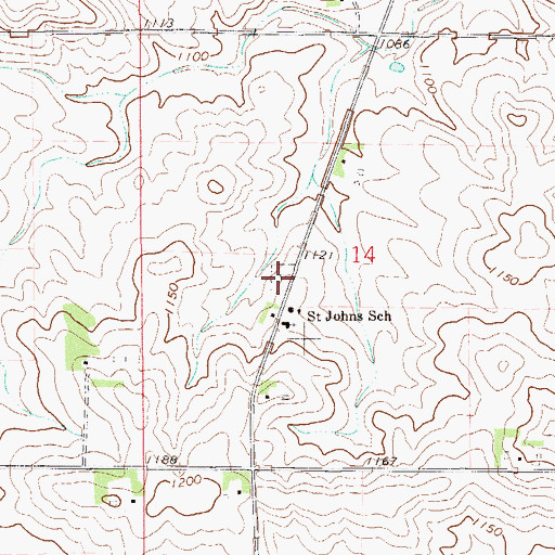 Topographic Map of Saint John's German Lutheran Cemetery, MN