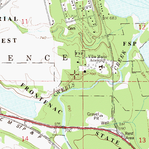 Topographic Map of Villa Marie Academy Cemetery, MN