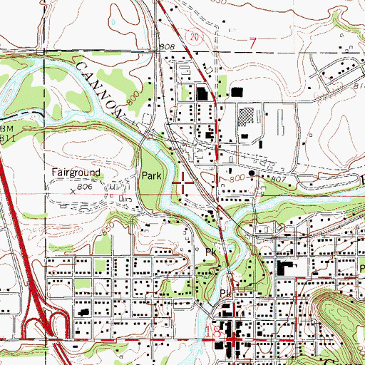 Topographic Map of Cannon Falls Police Department, MN