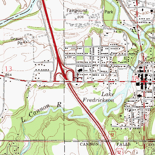 Topographic Map of Cannon Community Church, MN