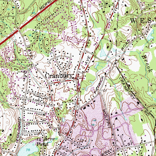 Topographic Map of Cranbury, CT
