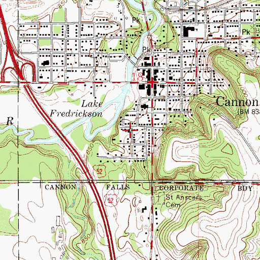Topographic Map of First English Lutheran Church, MN