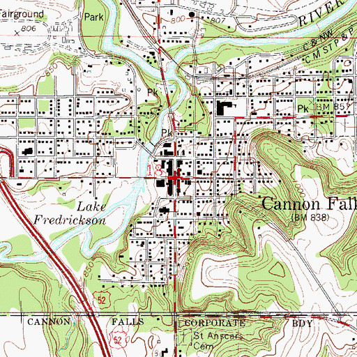 Topographic Map of Cannon Falls Assembly of God Church, MN