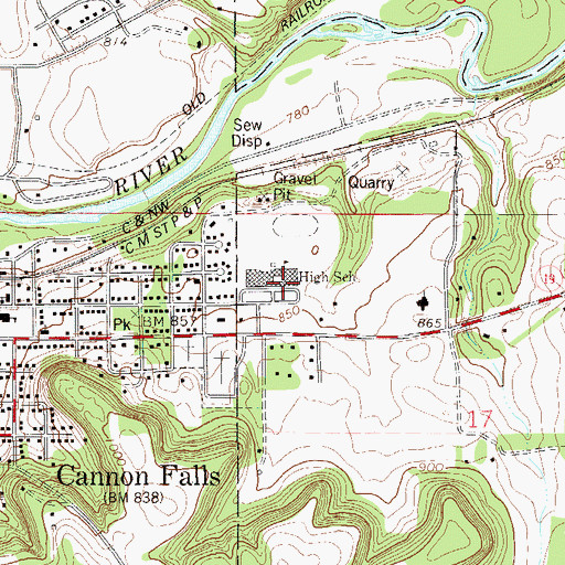 Topographic Map of Cannon Falls High School, MN