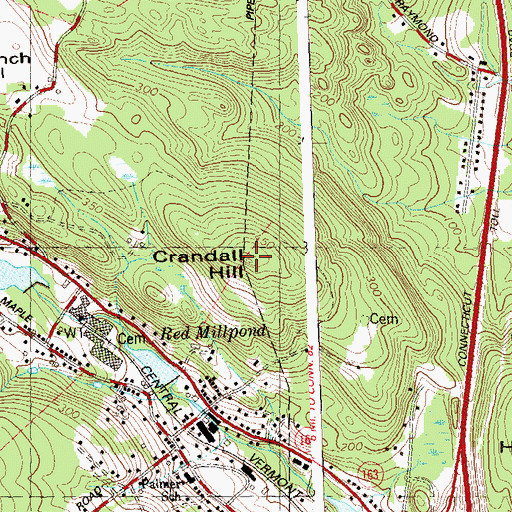 Topographic Map of Crandall Hill, CT