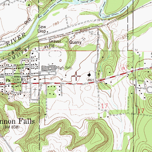 Topographic Map of Cannon Falls Elementary School, MN