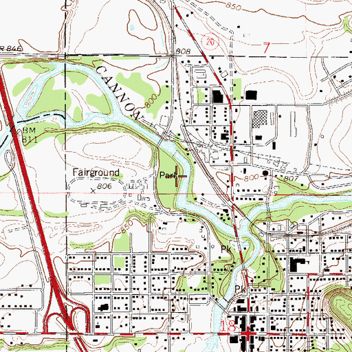 Topographic Map of Hannahs Bend Park, MN