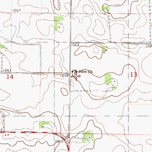 Topographic Map of Saint John's Cemetery, MN