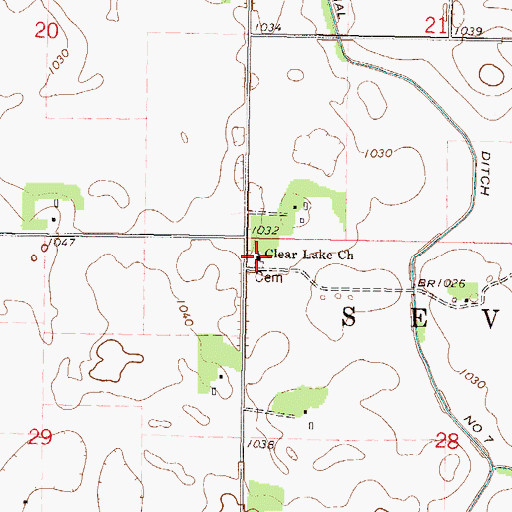 Topographic Map of Clear Lake Baptist Cemetery, MN