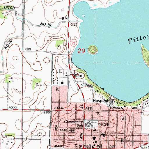 Topographic Map of Saint John's Cemetery, MN
