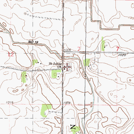 Topographic Map of Saint John's Lutheran Cemetery, MN