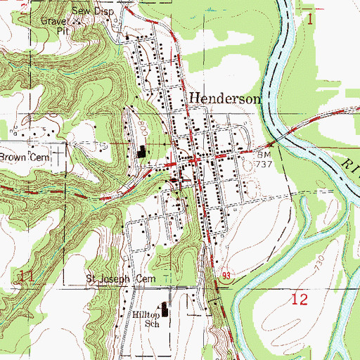 Topographic Map of Henderson Public Library, MN