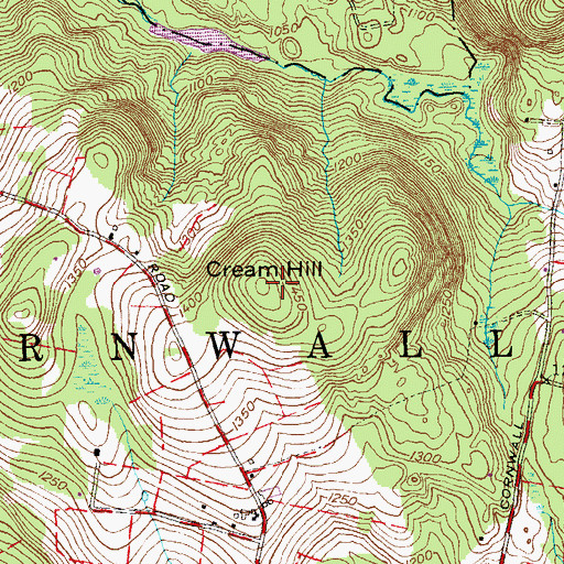 Topographic Map of Cream Hill, CT