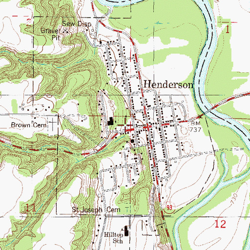 Topographic Map of Henderson Police Department, MN