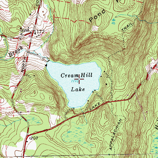 Topographic Map of Cream Hill Lake, CT