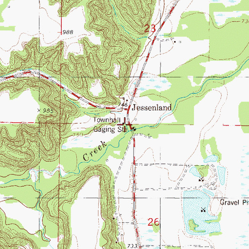 Topographic Map of Jessen Land Post Office (historical), MN