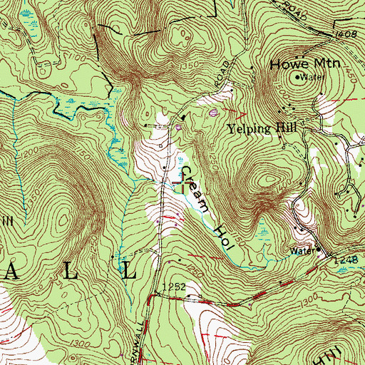 Topographic Map of Cream Hollow, CT