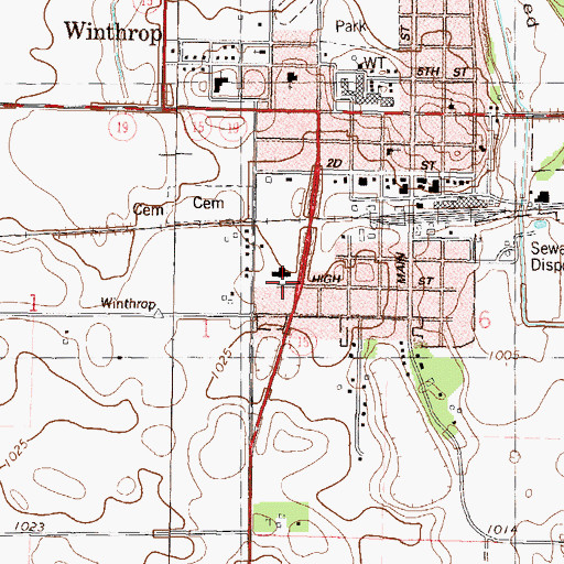 Topographic Map of Winthrop Good Samaritan Center, MN