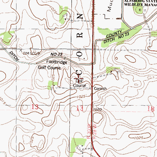Topographic Map of Winthrop Golf Club, MN