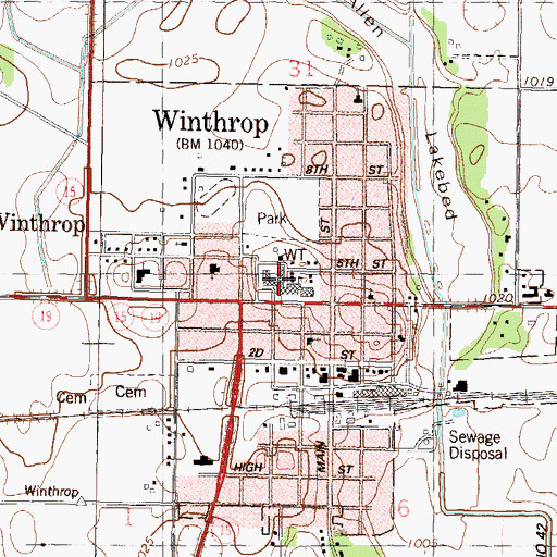 Topographic Map of GFW High School, MN